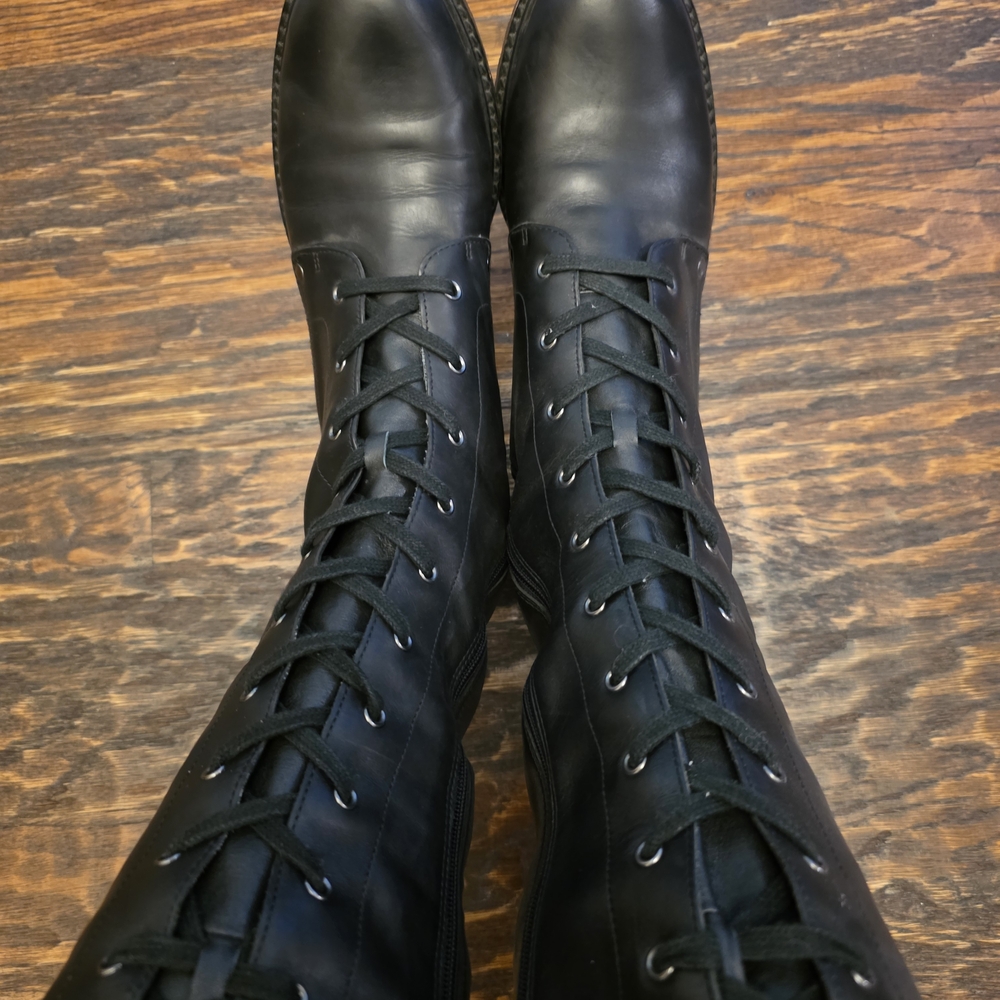 Via Spiga Black Lace-Up Women's Boots